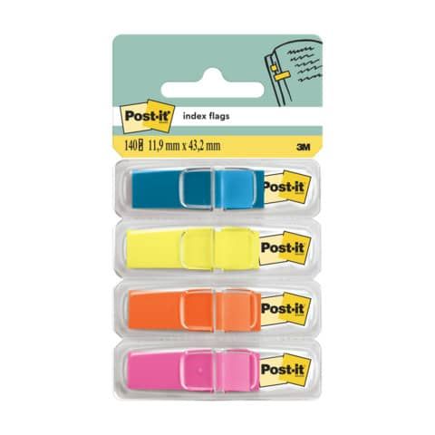 Segnapagina removibili Post-it Index Mini con dispenser turchese, arancio, lime, rosa  4 conf. da 35 - 683-4ABXEU