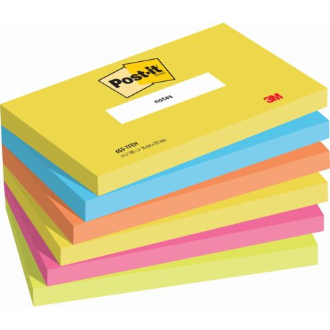 Foglietti riposizionabili Post-it Notes Energy 76x127 mm neon assortiti conf. 6 blocchetti da 100 ff - 655-TFEN