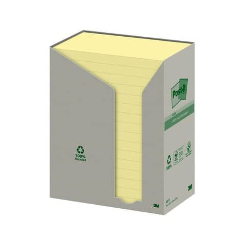 Foglietti Post-it Notes Giallo 76x127mm carta riciclata torre da 16 blocchetti da 100 ff - 655-1T