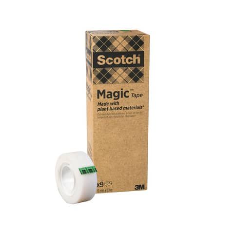 Nastro adesivo Scotch Magic? Pi Verde 19 mm x 33 m trasparente opaco conf. da 9 rotoli - 900-1933-9