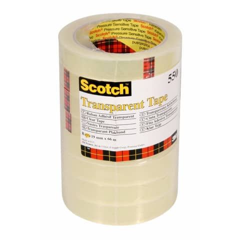 Nastro adesivo Scotch 550 19 mm x 66 m trasparente torre da 8 rotoli - 550-1966