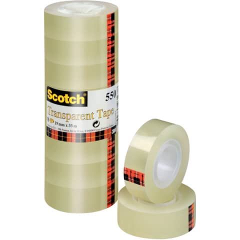 Nastro adesivo Scotch 550 19 mm x 33 m trasparente torre da 8 rotoli 550-1933