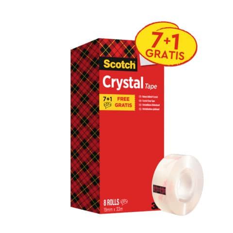 Nastro adesivo Scotch Crystal 600 supertrasparente 19 mm x 33 mt Value Pack 7+1 GRATIS - 6-1933R8