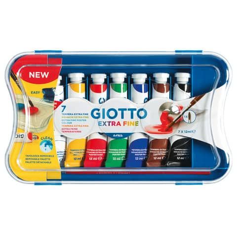 Tempere GIOTTO Extra 12 ml assortiti scatola 7 tubetti + 1 pennello F30310000