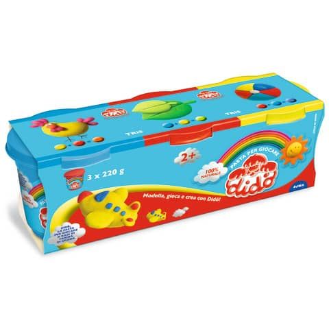 Pasta per giocare DIDO&#39; Tris barattoli 220 g giallo/rosso/azzurro 390460