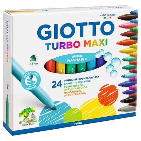 Pennarelli GIOTTO Turbo Maxi punta grossa 5 mm assortiti astuccio da 24 - F455000