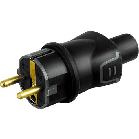 Spina volante 2P+T 16A bticino in caucci bimateria nero S2018GE