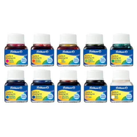 Flacone inchiostro di china Pelikan 523- - 17 10 ml assortiti conf. 10 pezzi - 249474