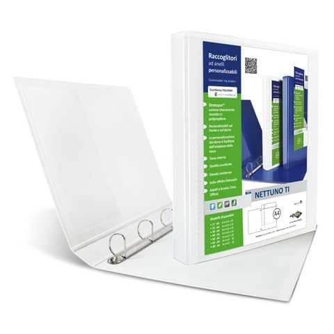 Raccoglitore personalizzabile Sei Rota Nettuno TI - 4 anelli a D 17 mm - A4 bianco - dorso 3 cm - 36831701