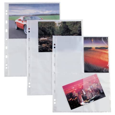 Buste a foratura universale Sei Rota Atla F per fotografie 4 spazi 13x18 cm trasparente  conf. 10 buste - 662502