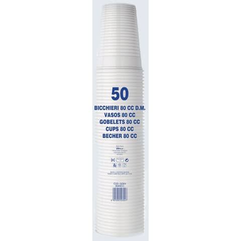 Bicchieri monouso Dopla Professional 80 ml polistirene bianco conf. 50 pezzi - 42107