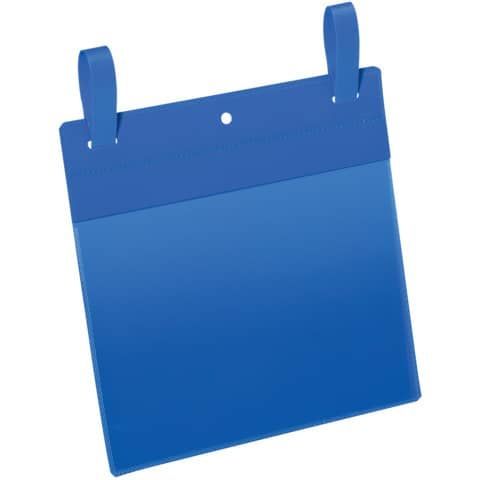 Tasche per identificazione Durable con fascette di aggancio blu f.to esterno mm 223x380- inserto A5 orizz. Cf 50- 174907