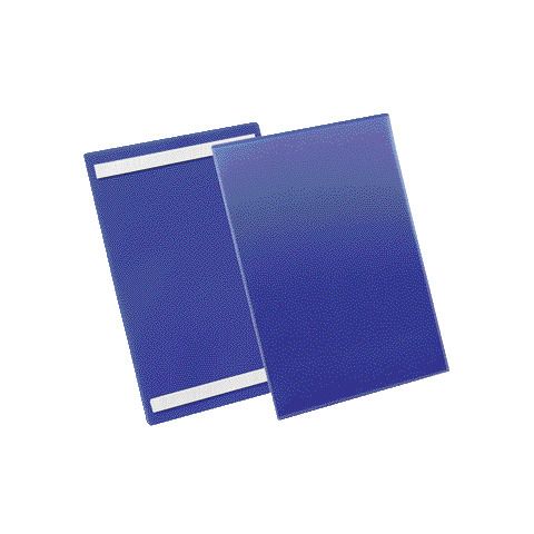Tasche per identificazione Durable con bande adesive blu f.to esterno mm. 233x 313x1,7- inserto A4 vert. cf. 50- 179707