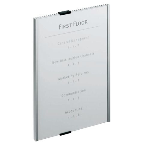 Targhe DURABLE INFO SIGN alluminio/acrilico trasparente/argento metallizzato 210x297 mm - 480623