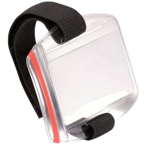 Portabadge da braccio Durable OUTDOOR SECURE 54x87 mm con velcro nero/trasparente Conf. 10 pezzi - 841419