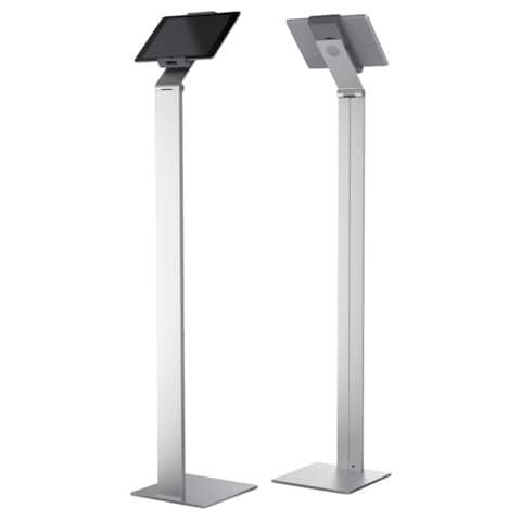 Porta tablet da pavimento DURABLE per tablet da 7&#39;&#39; a 13&#39;&#39; argento metallizzato 27x27x121,5cm - 893223
