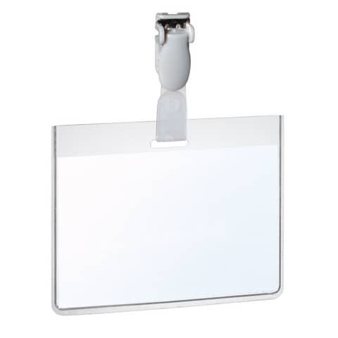 Portanomi con clip DURABLE EUROBADGE tasca chiusa pvc trasparente inserto 90x60 mm  conf. 25 - 814319