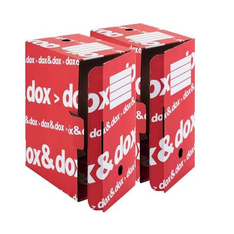 Scatola archivio Dox &amp; Dox dorso 17,5 cm bianco/rosso con aletta 1600174