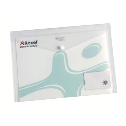 Buste trasparenti con bottone Rexel Ice porta biglietti da visita A4 trasparente conf. da 5 pezzi - 2101663