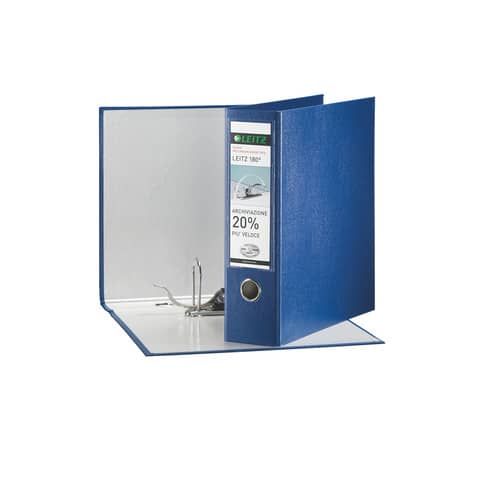 Registratore con custodia Leitz 180 protocollo dorso 8 cm cartone riverstito in polipropilene blu - 390765050