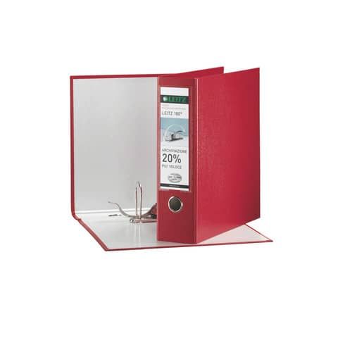 Registratore con custodia Leitz 180 protocollo dorso 8 cm cartone riverstito in polipropilene rosso - 390765160