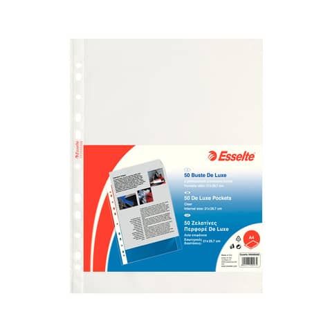 Buste a perforazione universale lisce Esselte Copy Safe PP 21x29,7 cm Deluxe alto spessore - conf.50 - 395009300