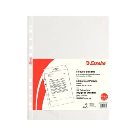 Buste a perforazione universale goffrate Esselte STANDARD 22x30 cm trasparente antiriflesso  conf.50 - 395097300