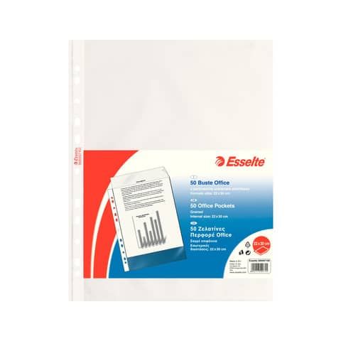 Buste a perforazione universale goffrate Esselte OFFICE 22x30 cm trasparente antiriflesso  conf.50 - 395097100