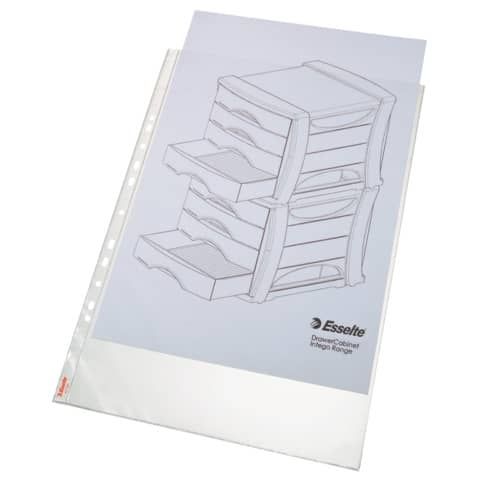 Buste a perforazione universale Esselte DELUXE goffrate antiriflesso trasparente 30x42 cm conf. 50 pezzi - 55231