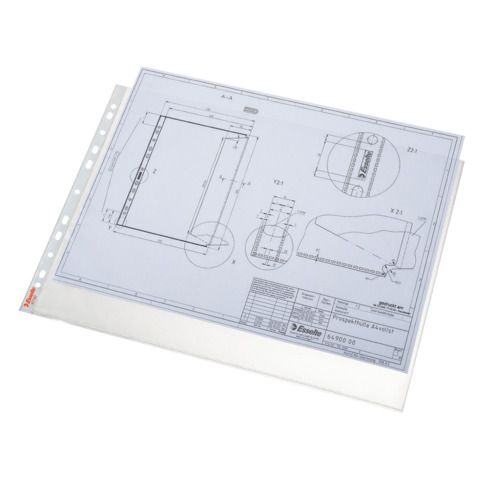 Buste a perforazione universale Esselte DELUXE goffrate antiriflesso trasparente 42x30 cm  conf.50 - 55230
