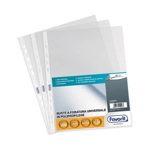 Buste trasp. a foratura universale FAVORIT buccia d&#39;arancia air 22x30 cm conf. da 200 - 100460055