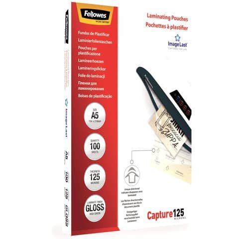 Pouches per plastificatrici Fellowes ImageLast Capture125 finitura lucida - 2x125 m - A5 - Conf. 100 pezzi  5307302