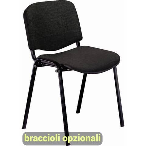 Sedia visitatore 4 gambe Unisit Dado D5S acciaio nero - rivestimento Eco - nero - conf. 4 pezzi - D5S/4/EN