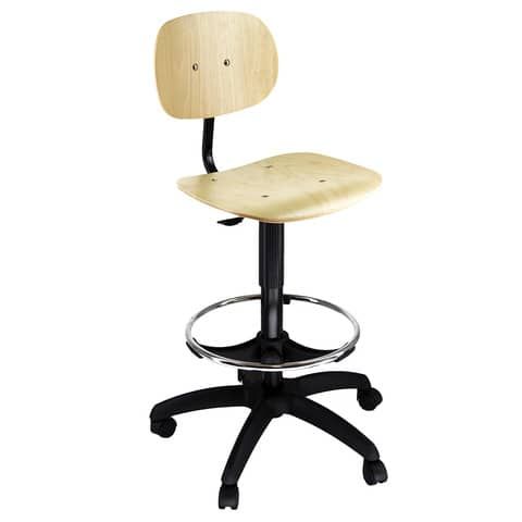 Sgabello tecnico Unisit Esos EOE7 alto - poggiapiedi telescopico - in faggio multistrato - EOE7