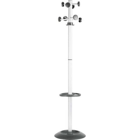 Appendiabiti da terra Unisit Totem con portaombrelli  h. 172 cm - 8 appendini grigio - APUTO/G