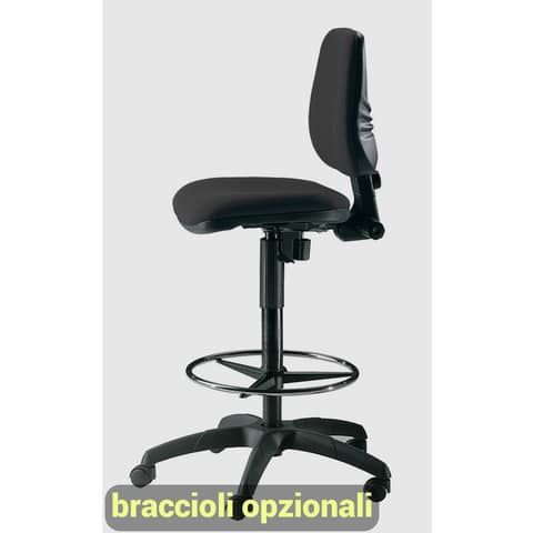 Sgabello tecnico Unisit Esos EOE1 seduta alta - poggiapiedi telescopico - rivestimento Eco nero - EOE1/EN