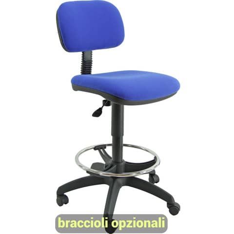 Sgabello tecnico Unisit Esos EOE5S seduta alta - poggiapiedi telescopico - rivestimento Eco blu - EOE5S/EB