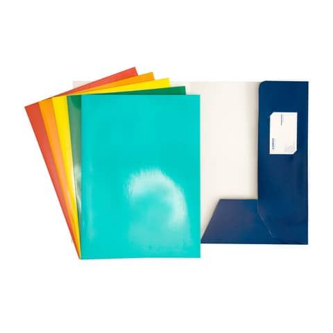Cartelline a 2 lembi 4Mat 32x24 cm in cartoncino plastificato 300 g/m blu conf. da 10 pezzi - 3760 01
