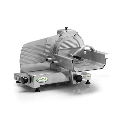 BLUE FARM | FAMA. Professional meat slicer in anodized aluminum with 350 mm blade.