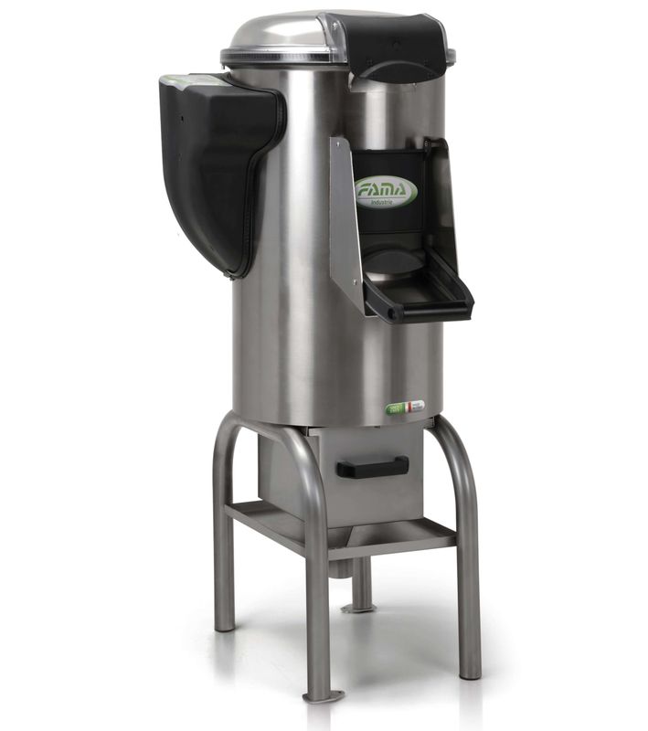 KALINDRA | FAMA. Peladora de patatas de acero inoxidable con soporte. Capacidad 18 kg