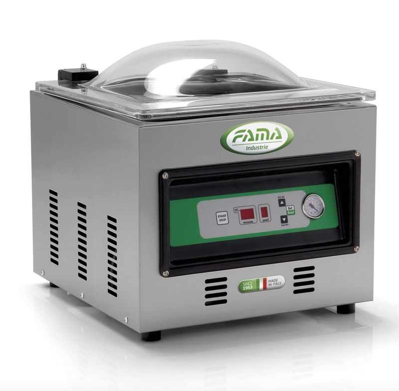 KALINDRA | FAMA. Stainless steel chamber vacuum sealer with 400 mm sealing bar