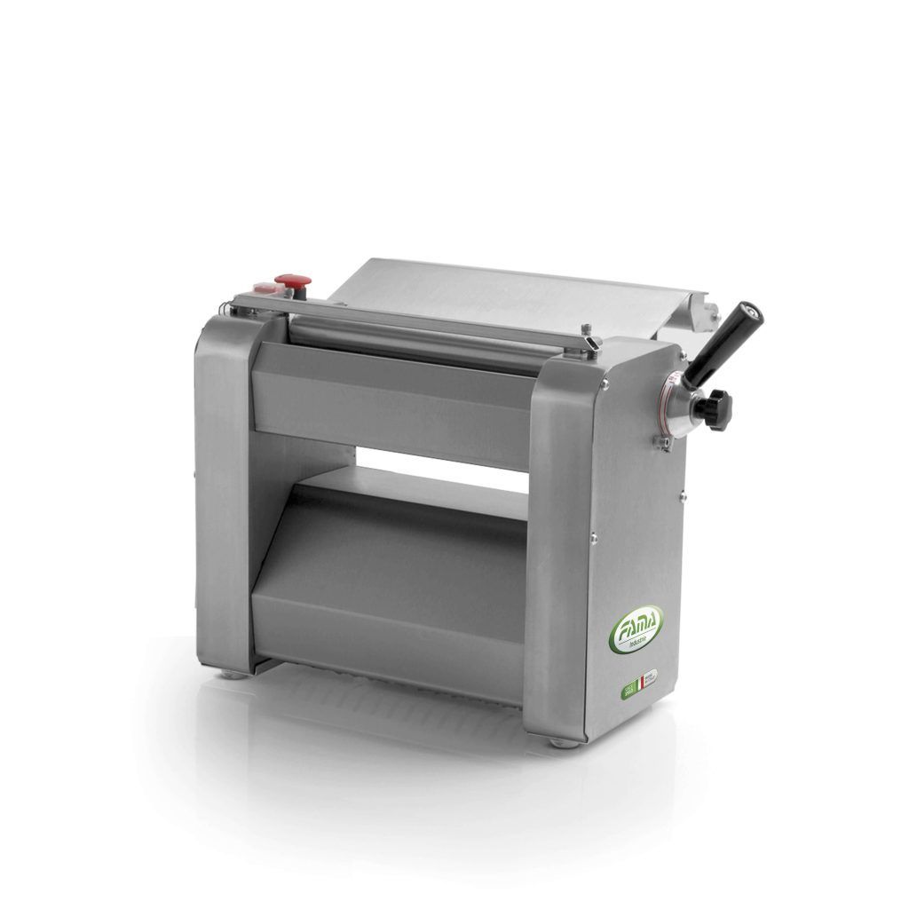KALINDRA | FAMA. Professional dough sheeter with wooden or stainless steel roller, 32 cm