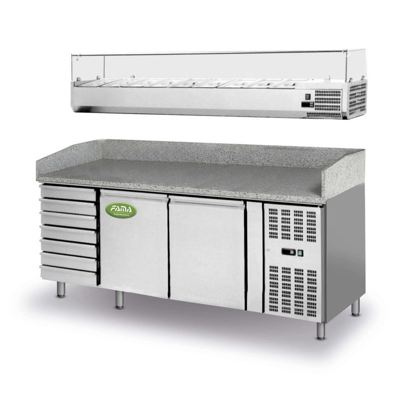 KALINDRA | FAMA. 200cm refrigerated and ventilated pizza counter. -2 / +8°C (+28.4 / +46.4°F)