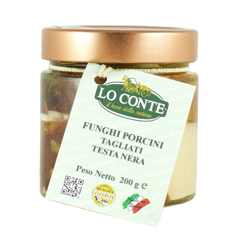 KALINDRA | Lo Conte. Sliced Porcini Mushrooms in Extra Virgin Olive Oil. 200 gr / 7.05 oz