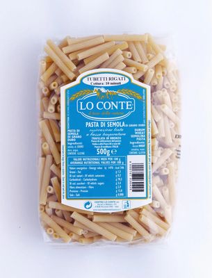 KALINDRA | Lo Conte. Long Ribbed Tubetti Pasta. 500 gr / 17.64 oz