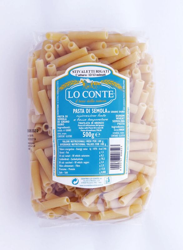 KALINDRA | Lo Conte. Striped Short Pasta. 500 gr / 17.64 oz