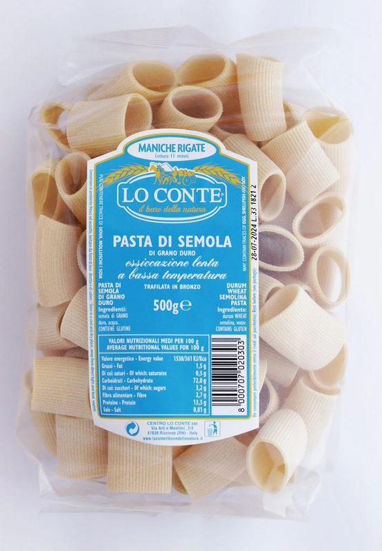 KALINDRA | Lo Conte. Pasta maniche rigate. 500 gr / 17.64 oz