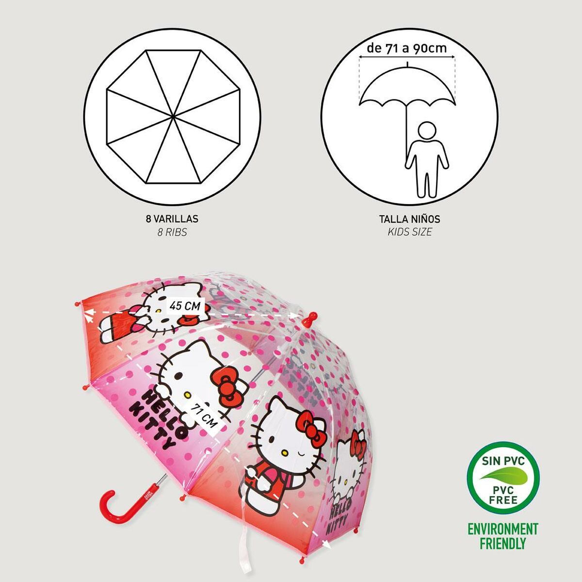 KALINDRA | BB. Umbrella Hello Kitty Pink 45 cm Ø 45 cm