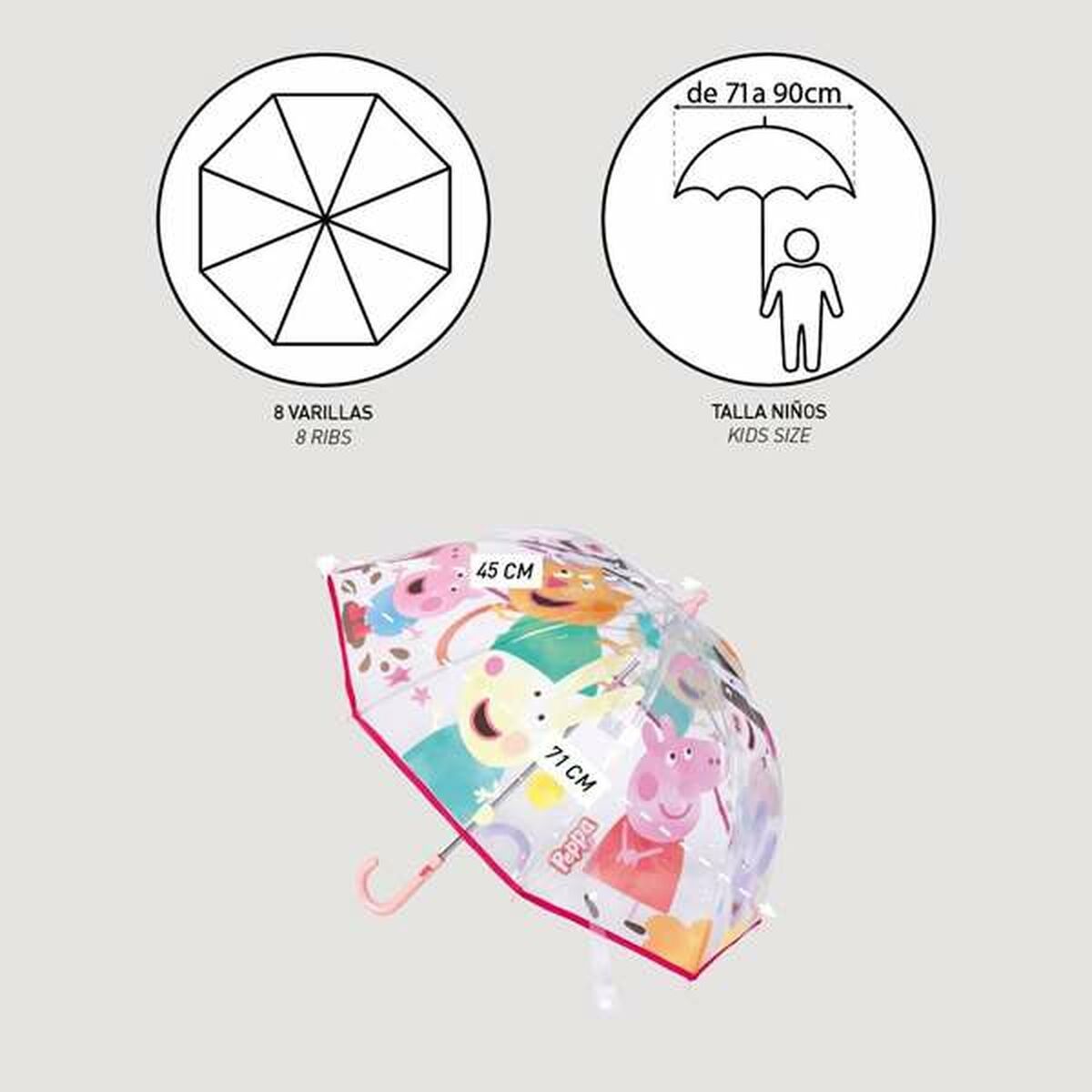 KALINDRA | BB. Umbrella Peppa Pig Ø 71 cm Transparent