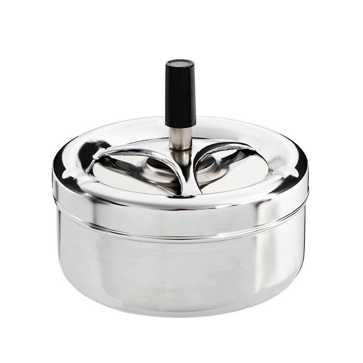 KALINDRA | BB. Ashtray Excellent Houseware With lid Rotating Silver Multicolour metal Stainless steel Ø 9,5 cm